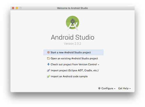 Android Studio Welcome